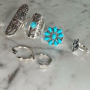 Silver and Turquoise Ring Set